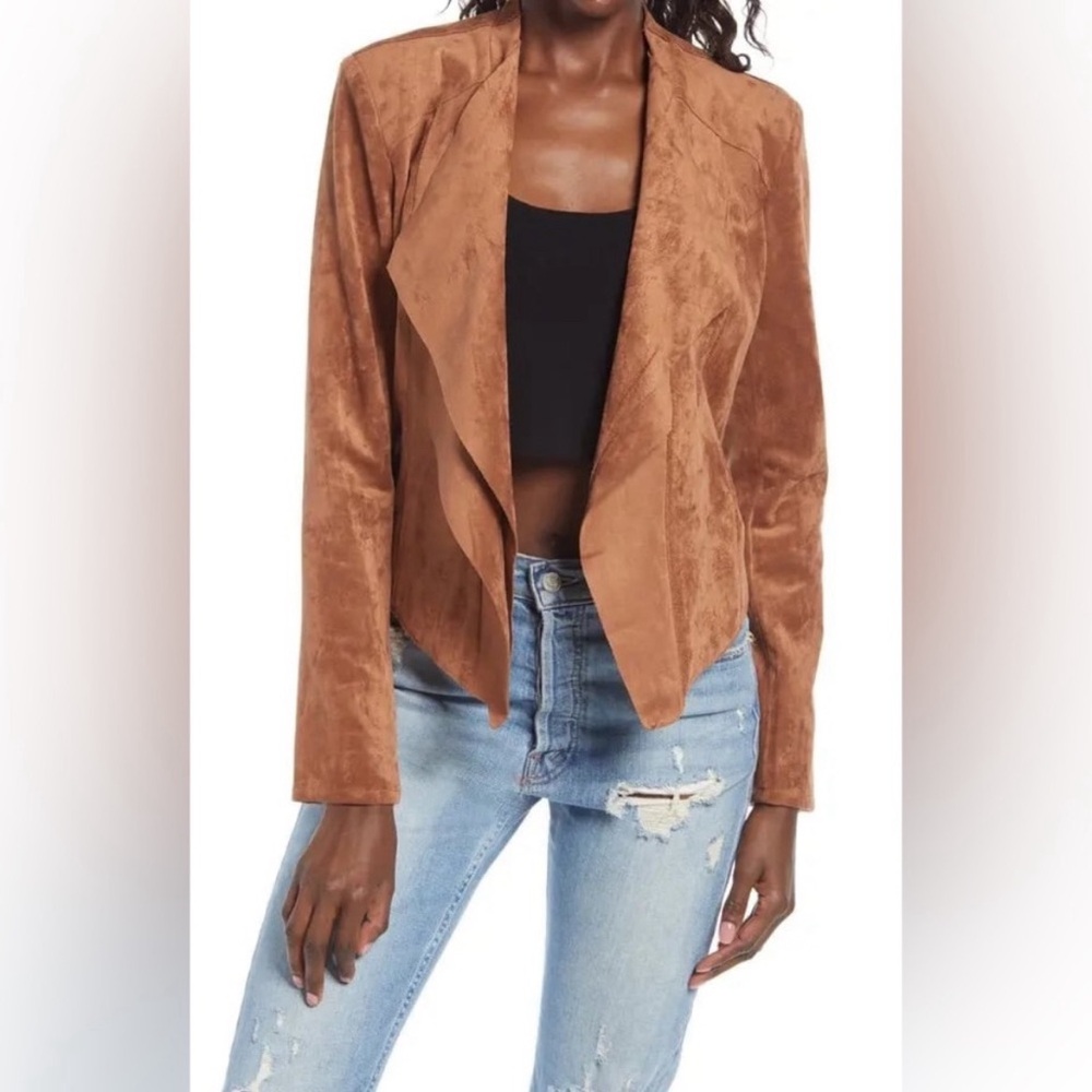 Blank NYC Brown Faux Suede Waterfall Jacket